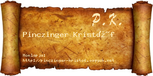 Pinczinger Kristóf névjegykártya